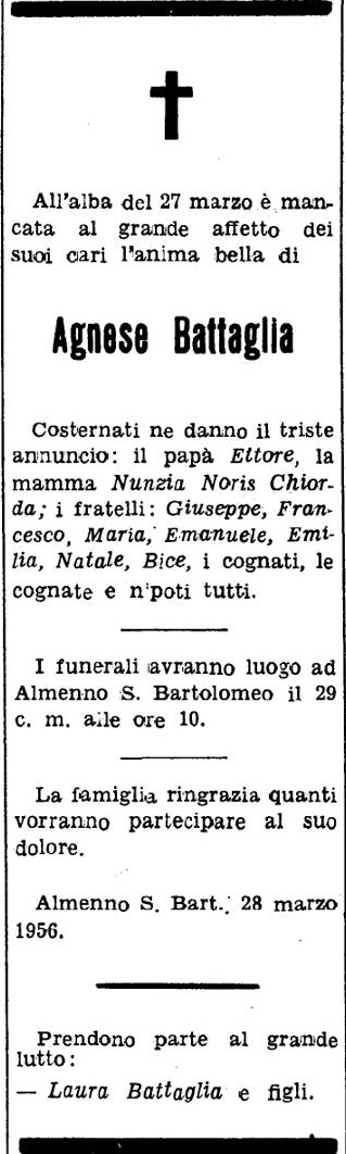 Annuncio Eco Bergamo Agnese Battaglia