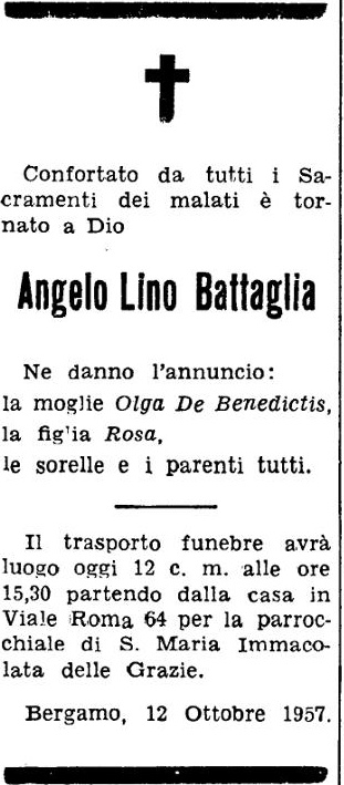 Annuncio Eco Bergamo Angelo Lino Battaglia