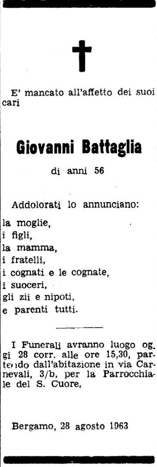 Annuncio Eco Bergamo Giovanni Battaglia