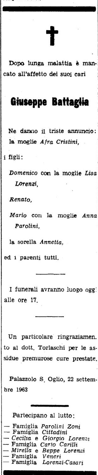 Annuncio Eco Bergamo Giuseppe Battaglia
