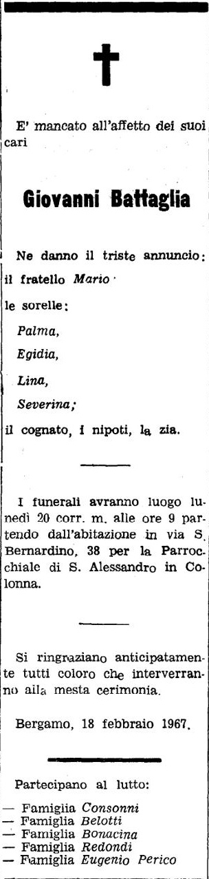 Annuncio Eco Bergamo Giovanni Battaglia