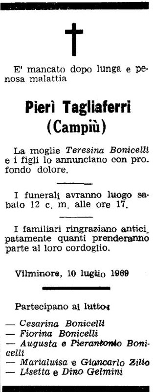 Annuncio Eco Bergamo Pieri Tagliaferri (Campiù)