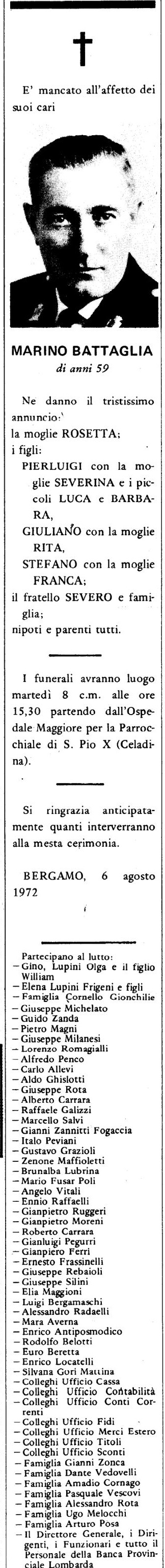 Annuncio Eco Bergamo MARINO BATTAGLIA