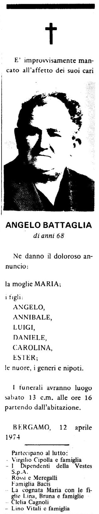 Annuncio Eco Bergamo ANGELO BATTAGLIA