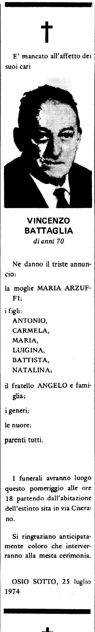 Annuncio Eco Bergamo VINCENZO BATTAGLIA