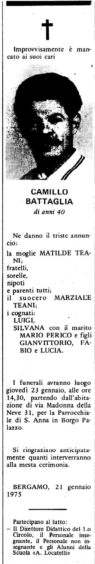 Annuncio Eco Bergamo CAMILLO BATTAGLIA