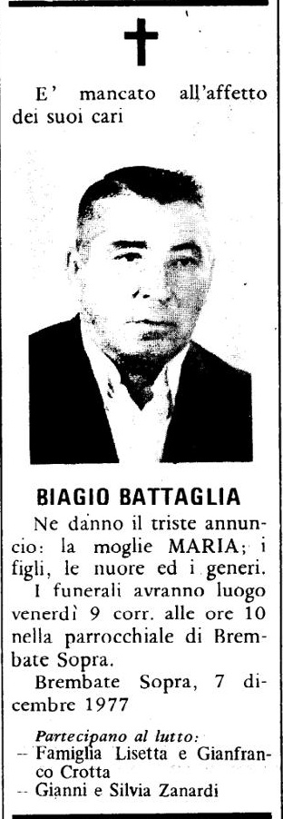 Annuncio Eco Bergamo BIAGIO BATTAGLIA