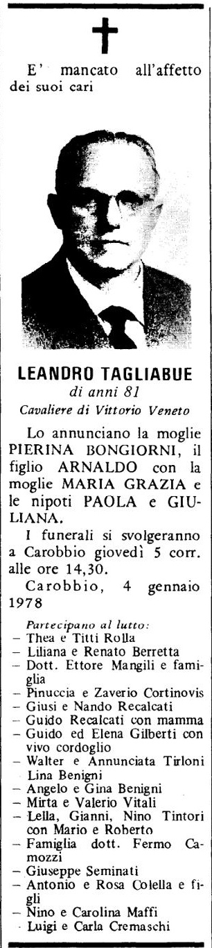 Annuncio Eco Bergamo LEANDRO TAGLIABUE