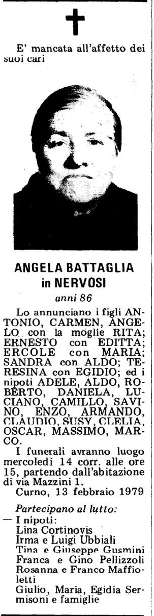 Annuncio Eco Bergamo ANGELA BATTAGLIA in NERVOSI