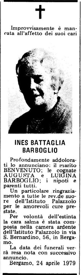 Annuncio Eco Bergamo INES BATTAGLIA BARBOGLIO