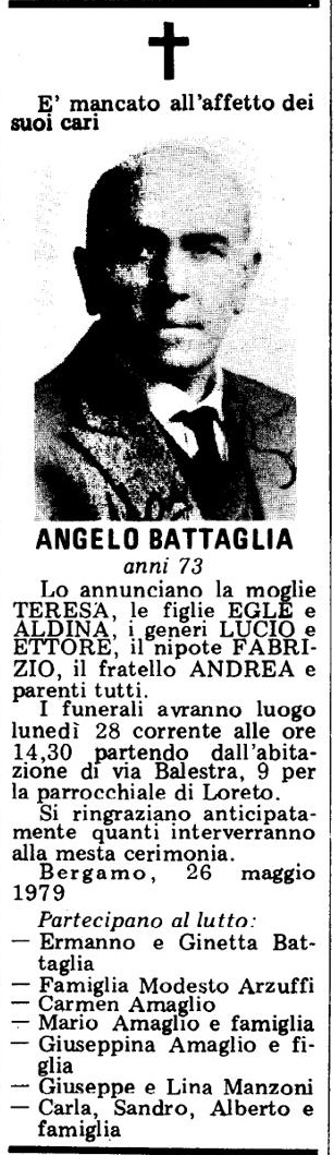 Annuncio Eco Bergamo ANGELO BATTAGLIA