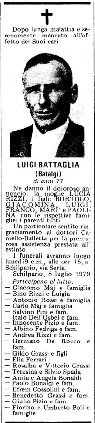 Annuncio Eco Bergamo LUIGI BATTAGLIA (Bataloi)