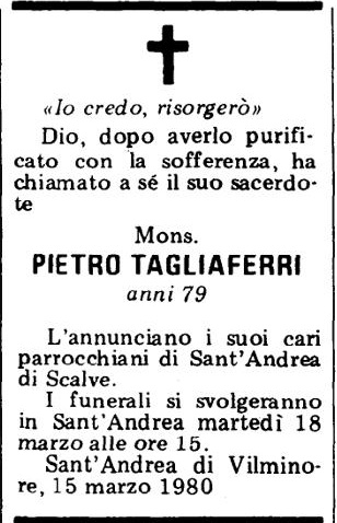 Annuncio Eco Bergamo Mons. PIETRO TAGLIAFERRI