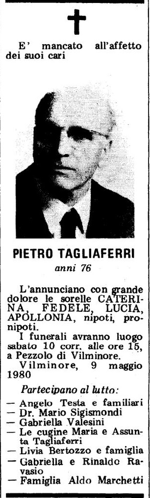 Annuncio Eco Bergamo PIETRO TAGLIAFERRI