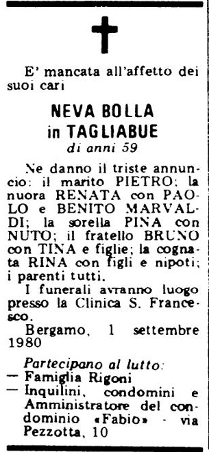 Annuncio Eco Bergamo NEVA BOLLA in TAGLIABUE