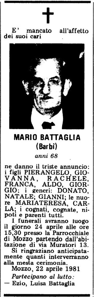 Annuncio Eco Bergamo MARIO BATTAGLIA (Barbi)