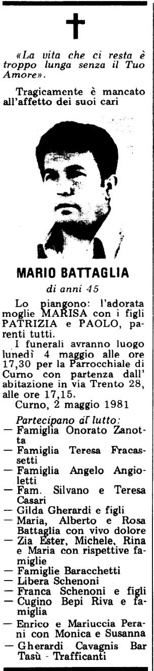 Annuncio Eco Bergamo MARIO BATTAGLIA