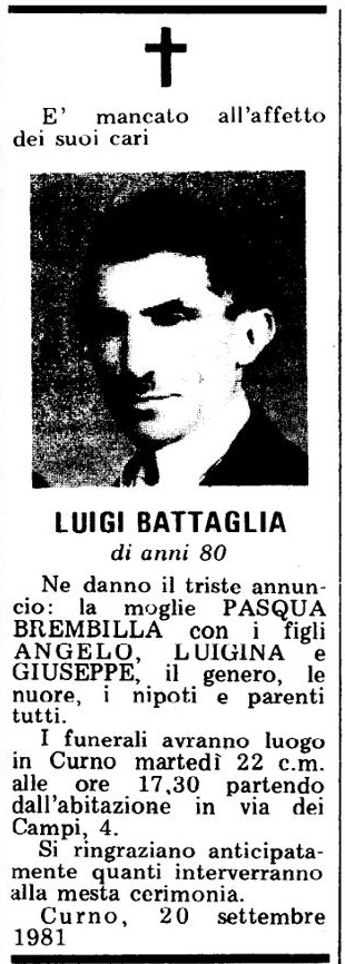 Annuncio Eco Bergamo LUIGI BATTAGLIA