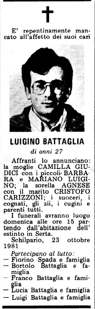 Annuncio Eco Bergamo LUIGINO BATTAGLIA