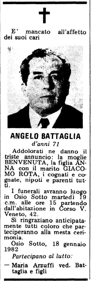 Annuncio Eco Bergamo ANGELO BATTAGLIA