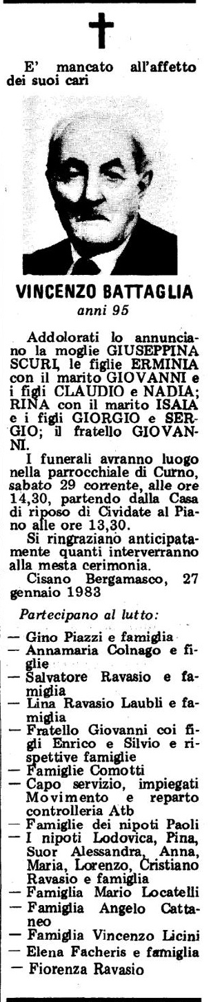 Annuncio Eco Bergamo VINCENZO BATTAGLIA