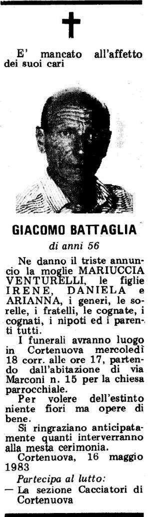 Annuncio Eco Bergamo GIACOMO BATTAGLIA