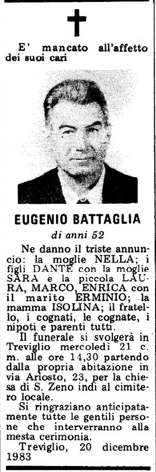 Annuncio Eco Bergamo EUGENIO BATTAGLIA