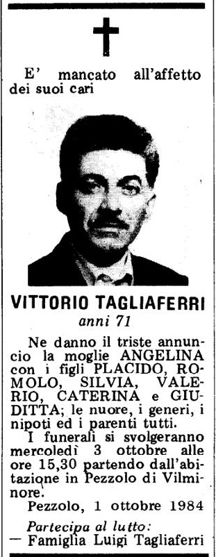 Annuncio Eco Bergamo VITTORIO TAGLIAFERRI