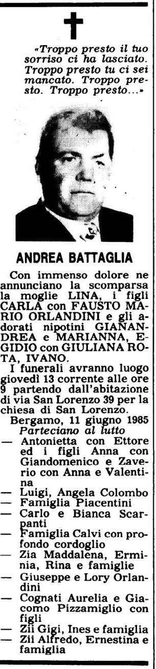 Annuncio Eco Bergamo ANDREA BATTAGLIA