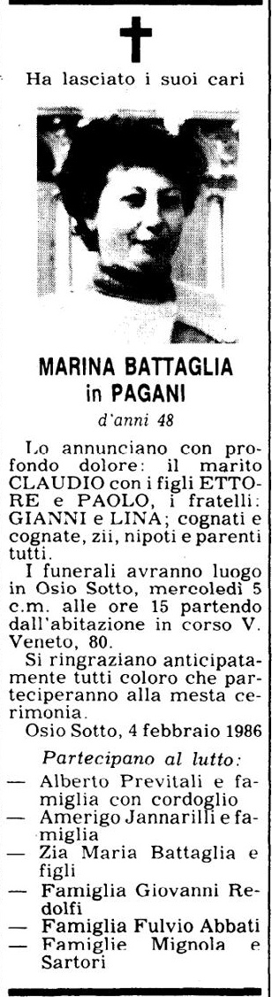Annuncio Eco Bergamo MARINA BATTAGLIA in PAGANI