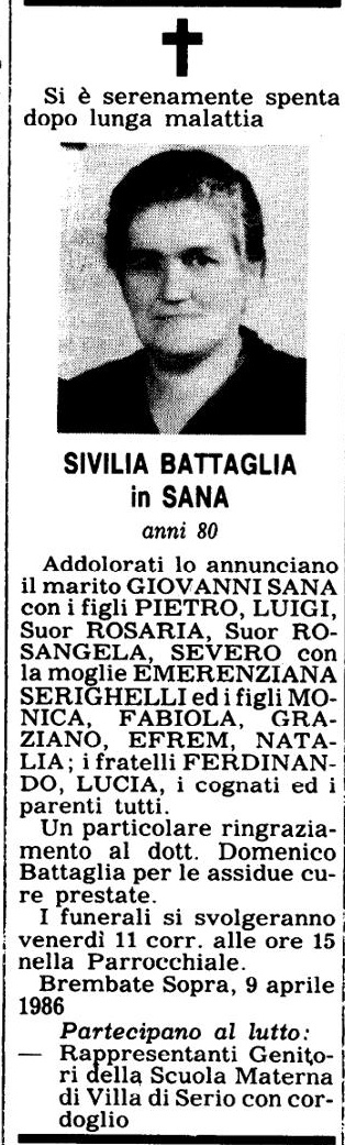 Annuncio Eco Bergamo SIVILIA BATTAGLIA in SANA