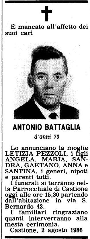 Annuncio Eco Bergamo ANTONIO BATTAGLIA