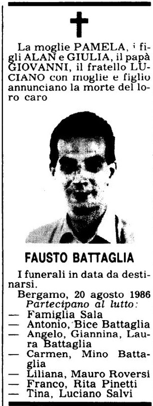 Annuncio Eco Bergamo FAUSTO BATTAGLIA