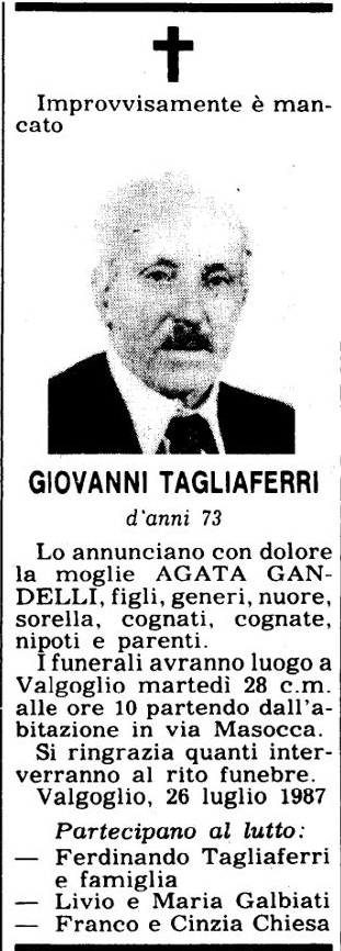 Annuncio Eco Bergamo GIOVANNI TAGLIAFERRI