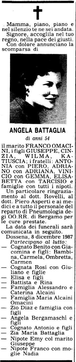 Annuncio Eco Bergamo ANGELA BATTAGLIA
