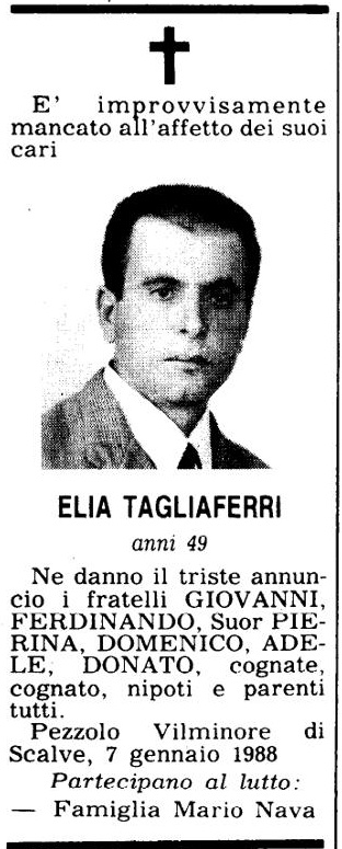 Annuncio Eco Bergamo ELIA TAGLIAFERRI