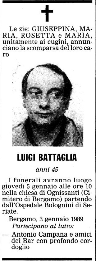 Annuncio Eco Bergamo LUIGI BATTAGLIA