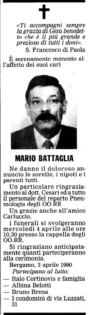 Annuncio Eco Bergamo MARIO BATTAGLIA