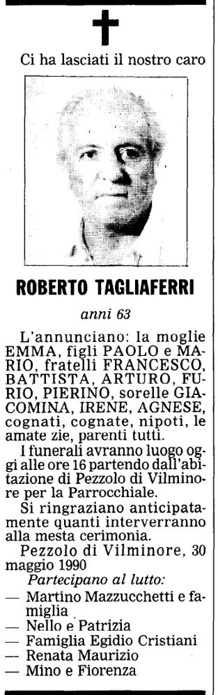 Annuncio Eco Bergamo ROBERTO TAGLIAFERRI