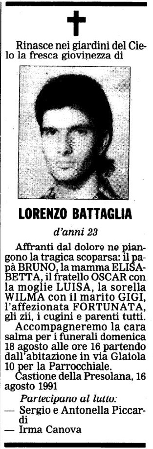 Annuncio Eco Bergamo LORENZO BATTAGLIA