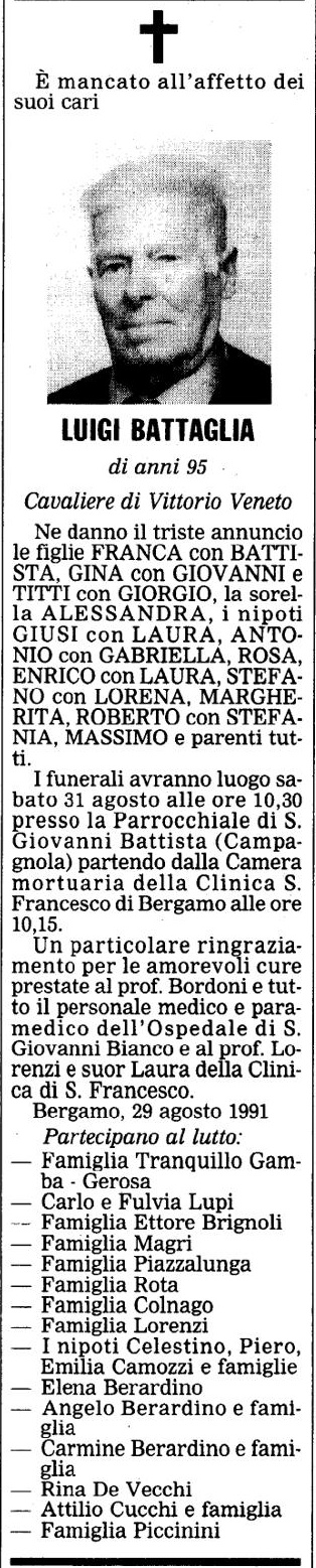 Annuncio Eco Bergamo LUIGI BATTAGLIA