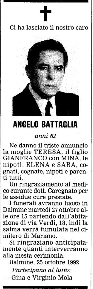 Annuncio Eco Bergamo ANGELO BATTAGLIA