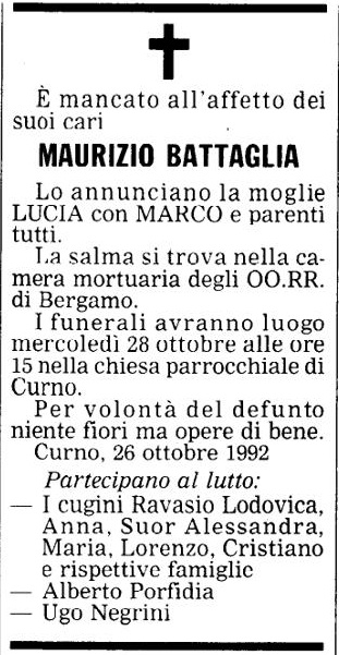Annuncio Eco Bergamo MAURIZIO BATTAGLIA