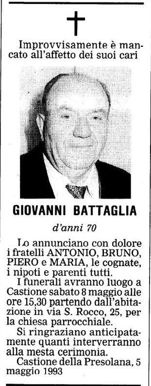 Annuncio Eco Bergamo GIOVANNI BATTAGLIA