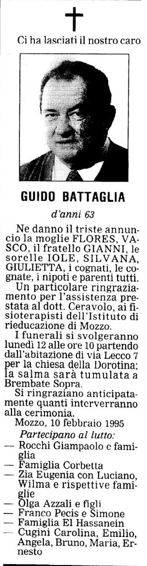 Annuncio Eco Bergamo GUIDO BATTAGLIA