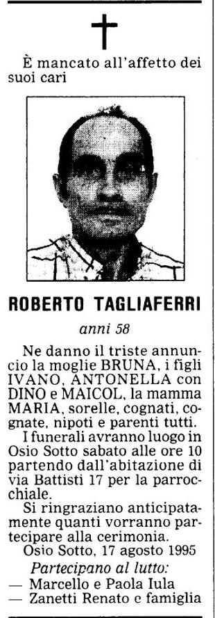 Annuncio Eco Bergamo ROBERTO TAGLIAFERRI