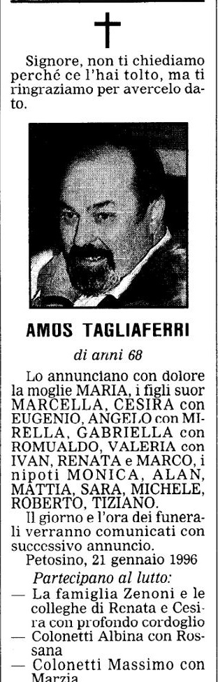 Annuncio Eco Bergamo AMOS TAGLIAFERRI