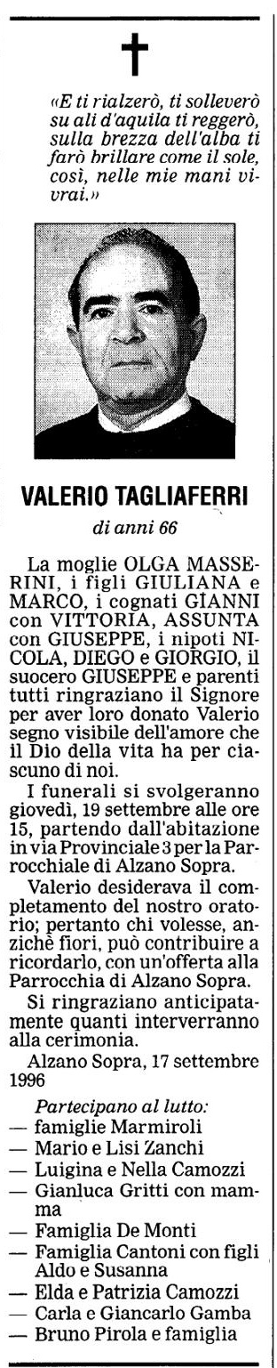 Annuncio Eco Bergamo VALERIO TAGLIAFERRI