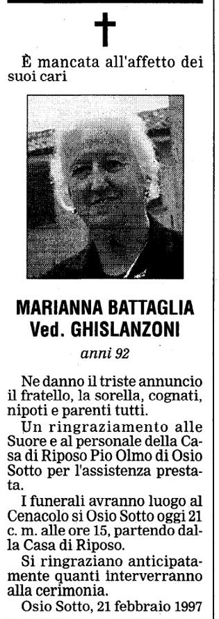 Annuncio Eco Bergamo MARIANNA BATTAGLIA Ved. GHISLANZONI