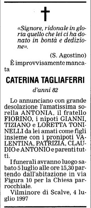 Annuncio Eco Bergamo CATERINA TAGLIAFERRI